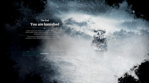 You are banished screenshot of Frostpunk video game interface.