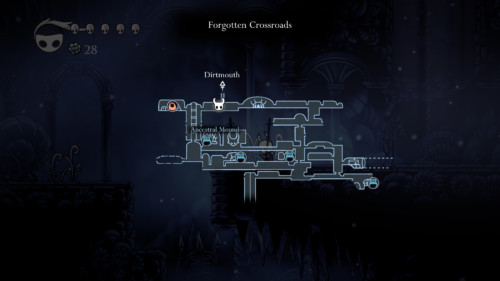 Map screenshot of Hollow Knight video game interface.