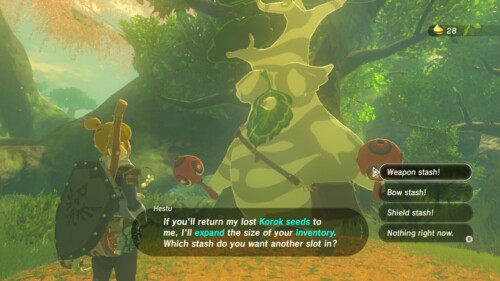 Dialogue screenshot of The Legend of Zelda: Breath of the Wild video game interface.