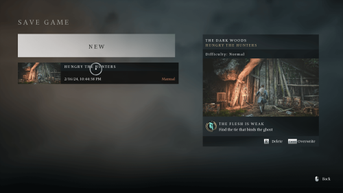 Save Game screenshot of Banishers: Ghosts of New Eden video game interface.