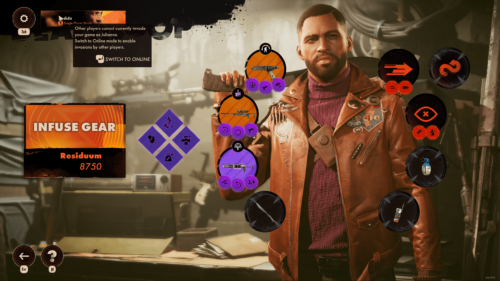 Infuse gear screenshot of Deathloop video game interface.