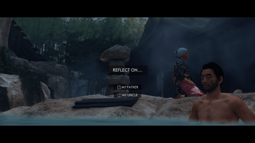 Dialogue screenshot of Ghost of Tsushima video game interface.