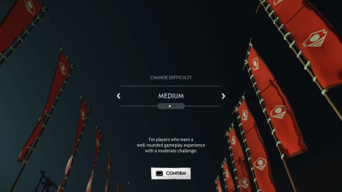 Difficulty screenshot of Ghost of Tsushima video game interface.