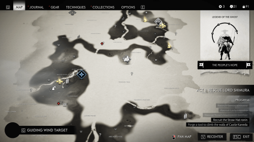 Map screenshot of Ghost of Tsushima video game interface.