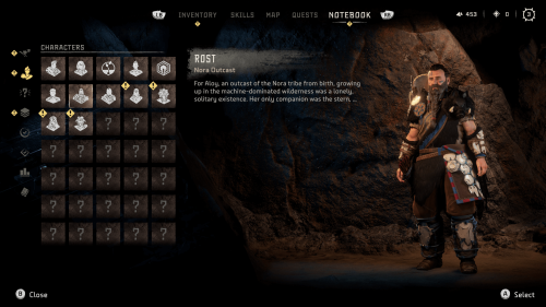 Codex screenshot of Horizon Forbidden West video game interface.