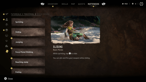 Tutorial screenshot of Horizon Forbidden West video game interface.