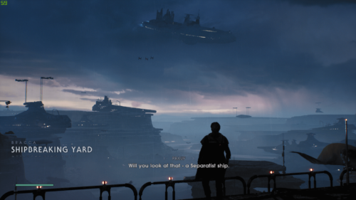 Shipbreaking yard screenshot of Star Wars Jedi: Fallen Order video game interface.